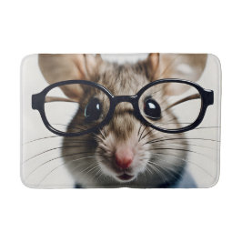 Tapis De Bain Souris de champ Portant des lunettes