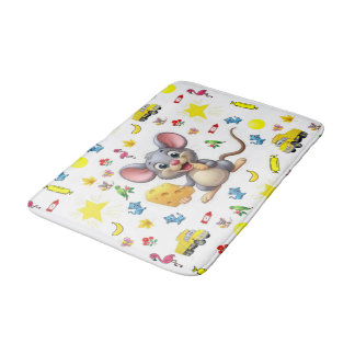 Tapis de bain Souris Fromage Jaune Chat Étoiles Ca