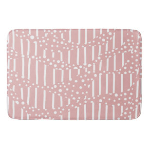 Tapis De Bain Spots et bandes 2 - Rose et blanc