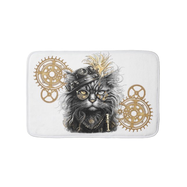 Tapis De Bain Spunky Paws Le Chat Steampunk Funky  (Devant)
