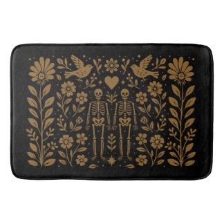 Tapis de bain squelette d'art folklorique gothique