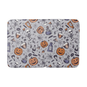 Tapis De Bain Squelette d'Halloween vintage et Motif de potions