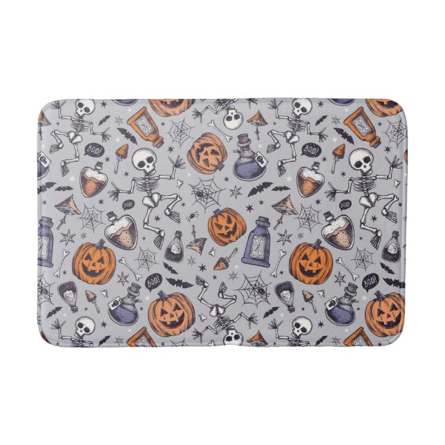 Tapis De Bain Squelette d'Halloween vintage et Motif de potions (Devant)