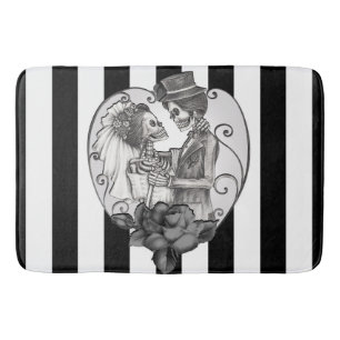Tapis De Bain Squelette rayé Love Couple Mariage Danse