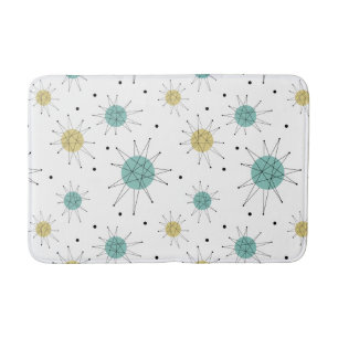 Tapis De Bain Starburst franciscain jaune bleu milieu du siècle