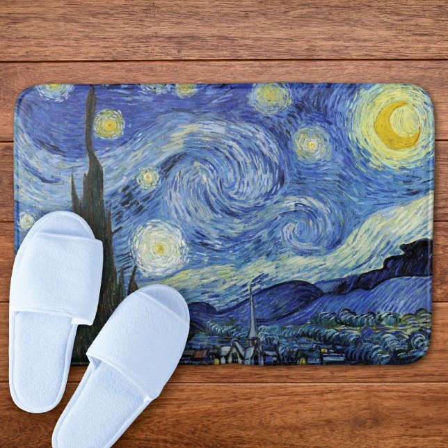 Tapis De Bain Starry Night Crescent Moon Van Gogh (Créateur téléchargé)