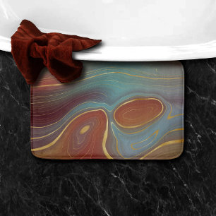 Tapis De Bain Strata automne   Terra Cotta Turquoise et Gold Aga