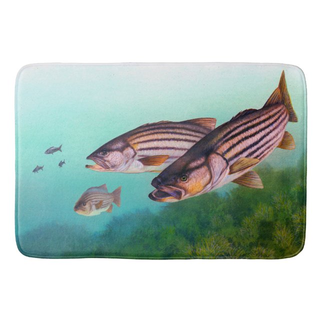Tapis De Bain Striper d'Océan atlantique de bar d'Amérique (Devant)
