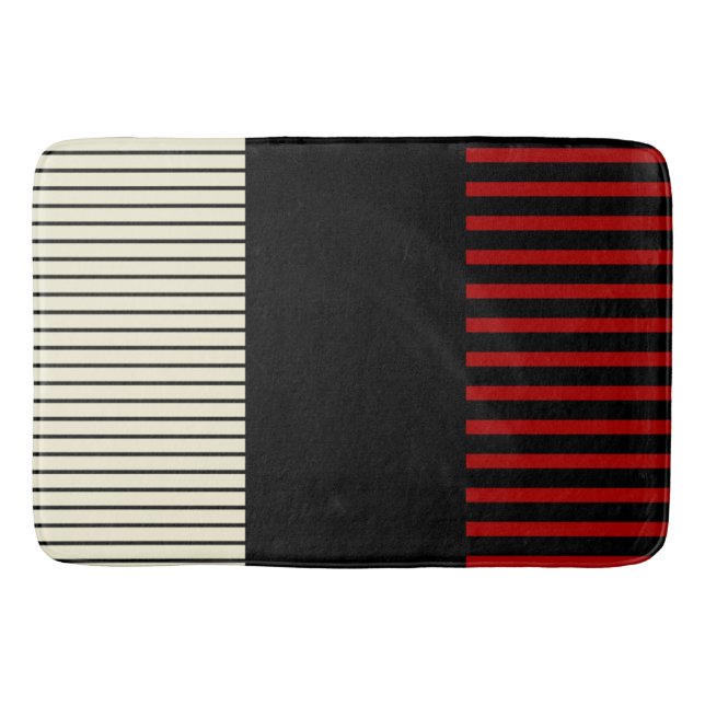 Tapis De Bain Stripes Color Pop - Rouge & Crème (Devant)