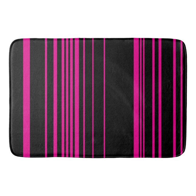 Tapis De Bain Stripes complexes - Magenta et Noir (Devant)