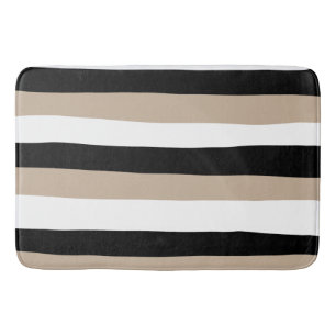 Tapis De Bain Stripes inégales - Taupe, noir et blanc