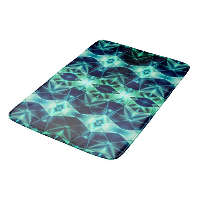 Tapis De Bain Style acrylique vert bleu, formes de miroir néon (Angle)