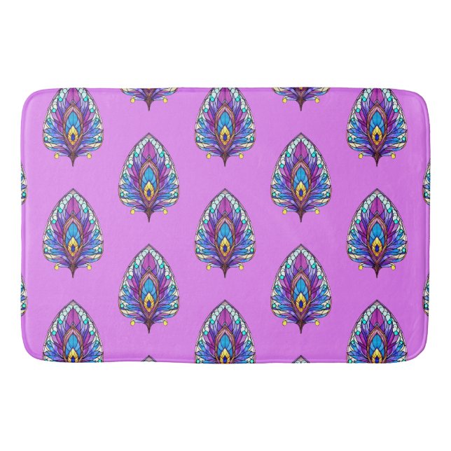 Tapis De Bain Style Art Nouveau Vitrage Peacock Plumes (Devant)