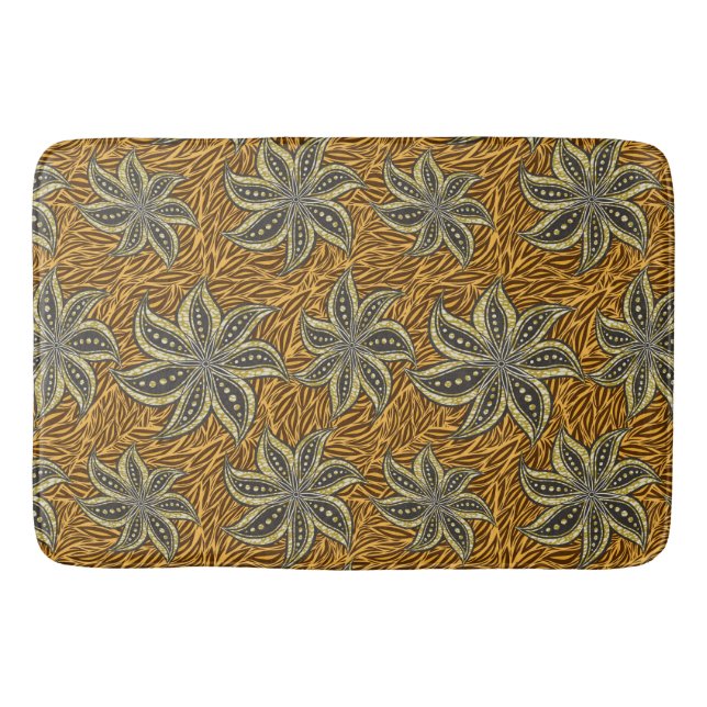 Tapis De Bain Style Batik Floral Abstrait africain (Devant)
