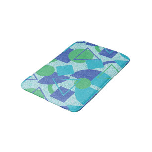 Tapis De Bain Style Bauhaus vert et bleu