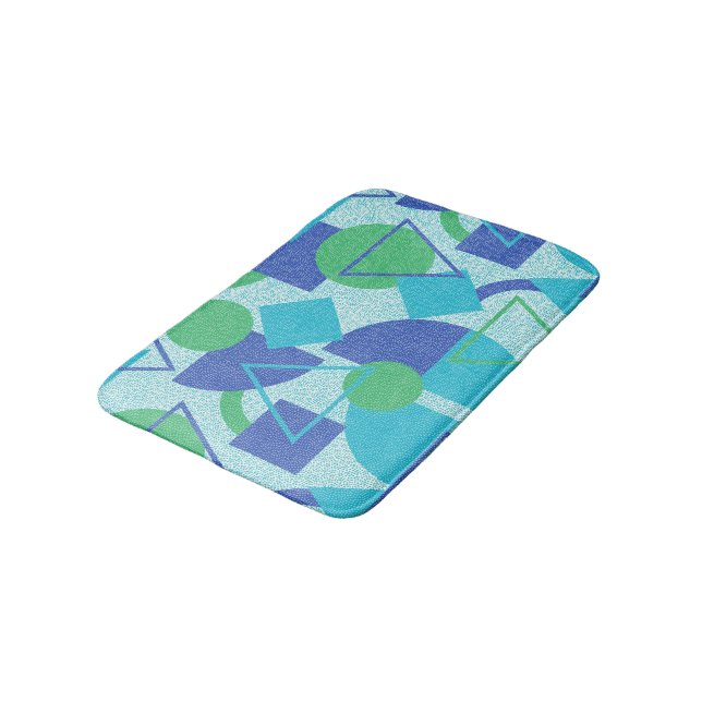 Tapis De Bain Style Bauhaus vert et bleu (Angle)