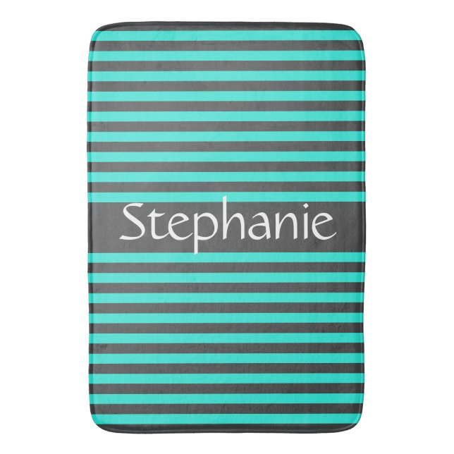 Tapis De Bain Style Gris Turquoise Gris Gris Blanc Nom personnal (devant Vertical)