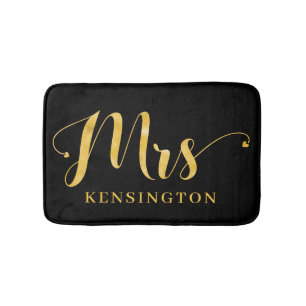 Tapis De Bain Stylish Gold Foil Typographie Mme Newlyhed
