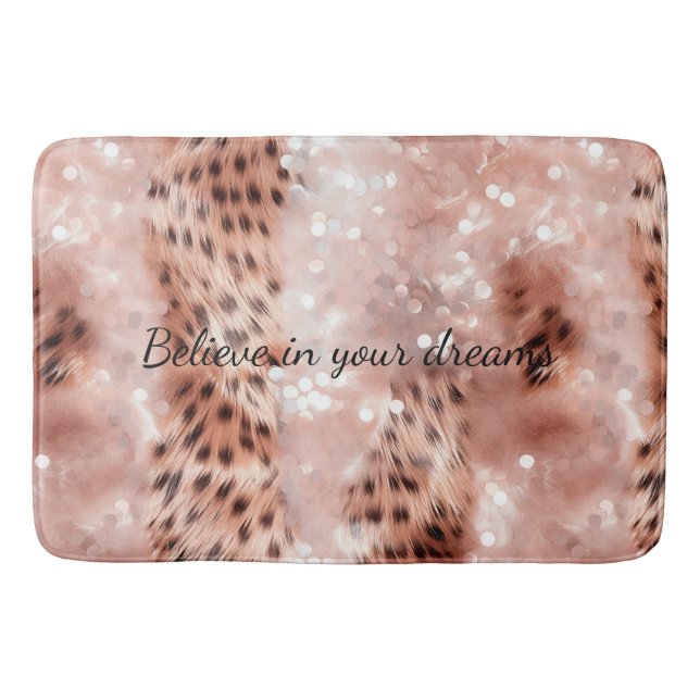 Tapis De Bain Stylish Rose rose rose or Leopard Glitz (Devant)