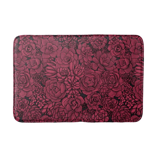 Tapis De Bain Succulents à Viva Magenta- Couleur de l'année 2023 (Devant)
