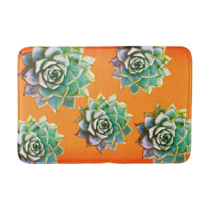 Tapis De Bain Succulents d'aquarelle sur Terracotta