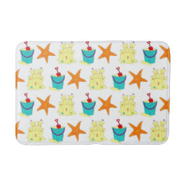 Tapis De Bain Summer Beach Party Sandcastle Starfish Pail Shovel
