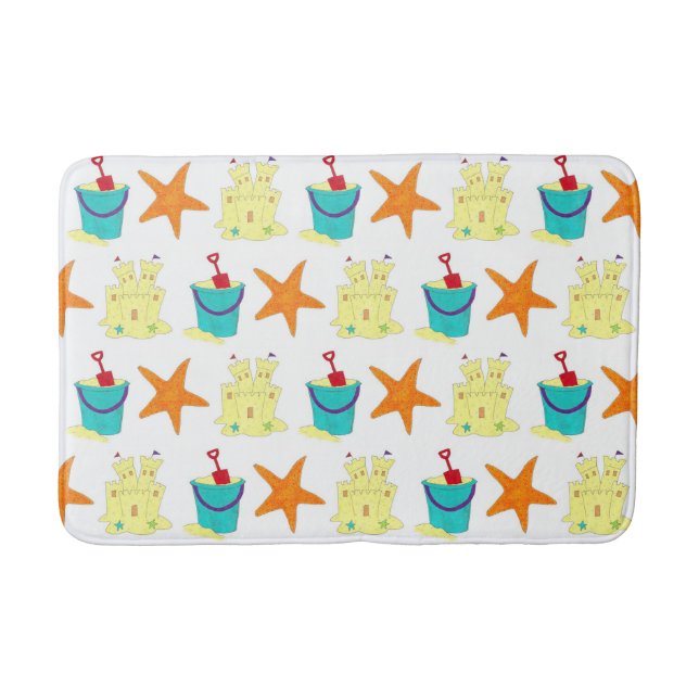 Tapis De Bain Summer Beach Party Sandcastle Starfish Pail Shovel (Devant)