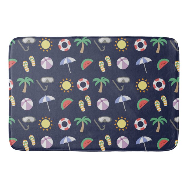 Tapis De Bain Summer Beach Vacances Motif bleu (Devant)