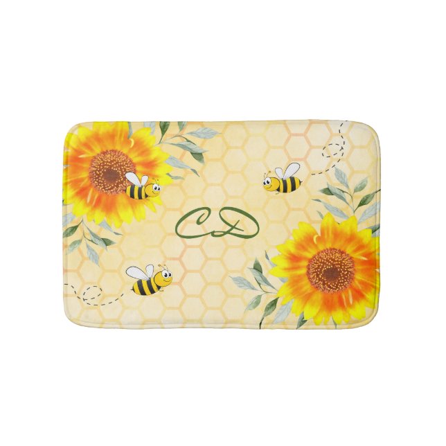 Tapis De Bain Sunflower bourdonne abeilles jaune nid d'abeille m (Devant)