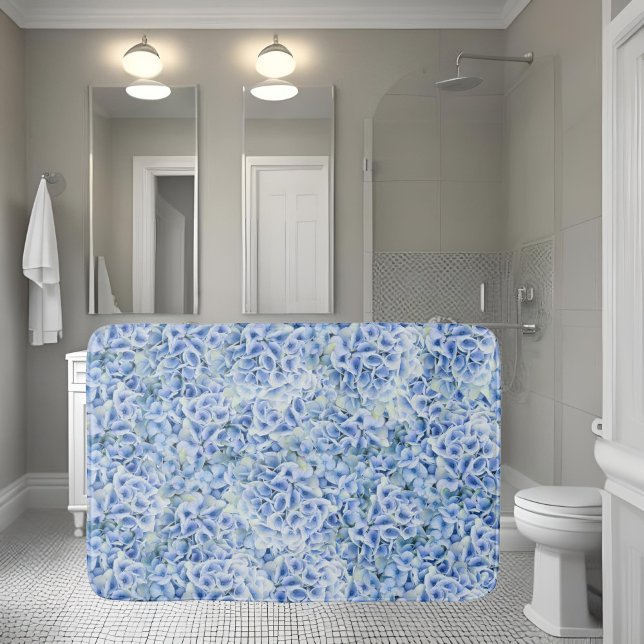 Tapis De Bain Superbes hydrangées bleues - motif floral (Créateur téléchargé)