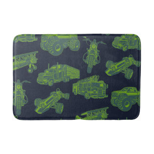 Tapis De Bain Sur le pouce Bleu et Vert Véhicules en mouvement V