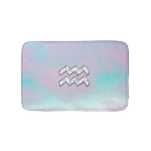 Tapis De Bain Symbole Aquarius Zodiac Pastels Mère du Décor Pear