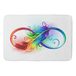 Tapis De Bain Symbole d'infini avec plume arc-en-ciel