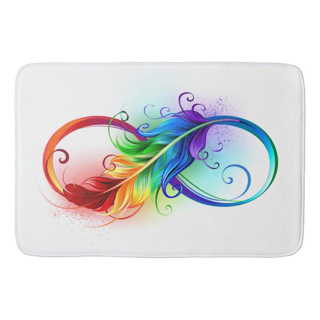 Tapis De Bain Symbole d'infini avec plume arc-en-ciel (Devant)