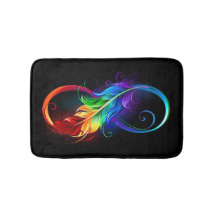 Tapis De Bain Symbole d'infini avec plume arc-en-ciel