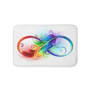 Tapis De Bain Symbole d'infini avec plume arc-en-ciel