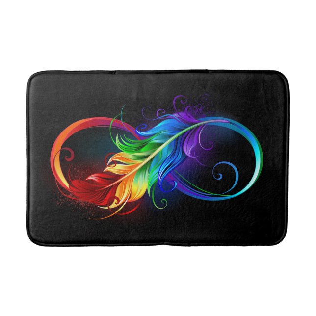 Tapis De Bain Symbole d'infini avec plume arc-en-ciel (Devant)
