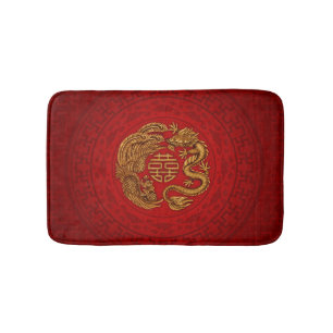 Tapis De Bain Symbole du Bonheur avec Phoenix et Dragon