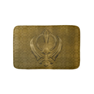 Tapis De Bain Symbole vintage de Khanda d'or en métal