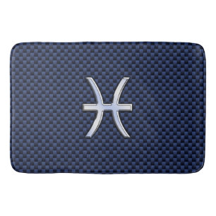 Tapis De Bain Symbole zodiaque Poissons Marine Blue Carbon Fiber