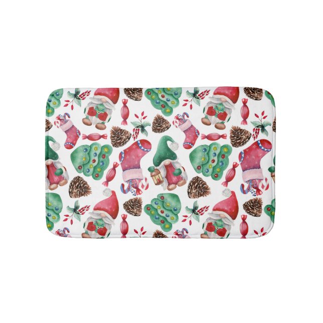 Tapis De Bain Symboles de Noël aquarelle (Devant)