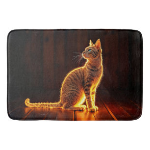Tapis De Bain Tabby chat éclairage chaud animal aura brillant