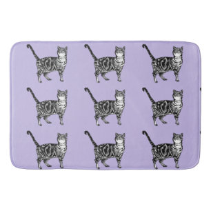 Tapis De Bain Tabby Violet Chat Cute Chats Art Bain Mat