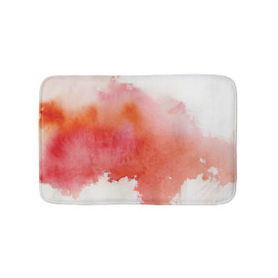 Tapis De Bain Tache rouge, peint à la main abstrait d'aquarelle