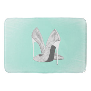 Tapis De Bain Talons d'argent sur la menthe