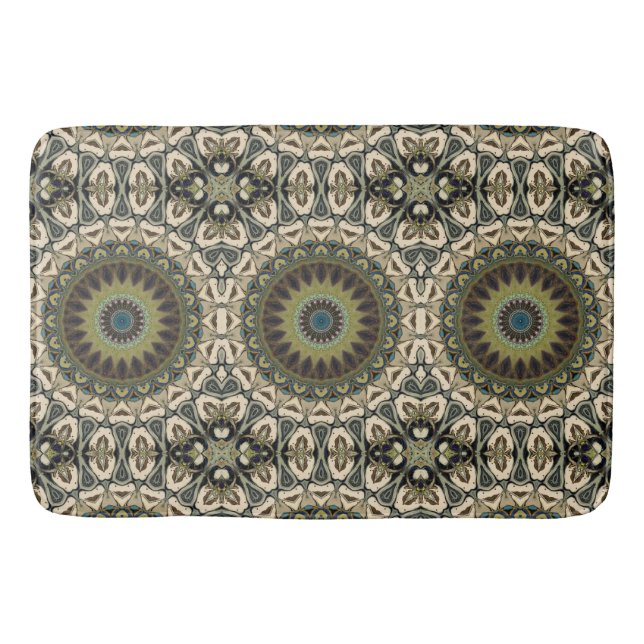 Tapis De Bain Tan Et Vert Abstrait (Devant)