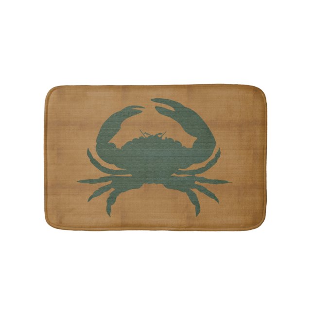 Tapis De Bain Tan rustique au crabe vert foncé (Devant)