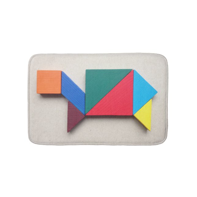 Tapis De Bain Tangram coloré de tortue (Devant)