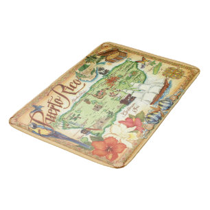 Tapis de bain tapis carte illustrée de Porto Rico