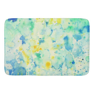 Tapis De Bain Tapis de douche jaune vert abstrait d'aquarelle